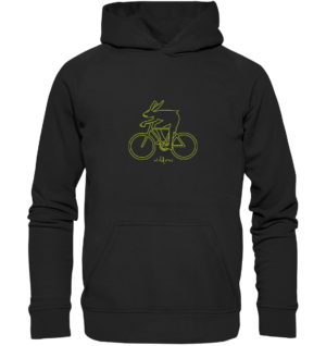 Hase auf Fahrrad Hoodie schwarz
